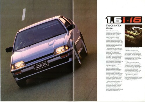 Honda Civic CRX 1.6i 16v 1987 UK Market Sales Brochure - Picture 2 of 3