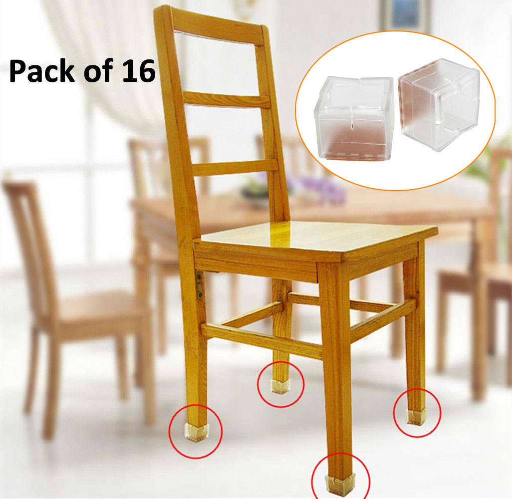 16pcs square silicone chair leg caps feet pads table covers wood