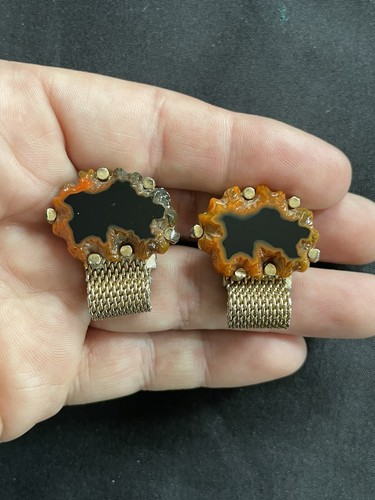 Bracciale vintage grossa agata tono oro avvolgente pietra toggles Higkok 38 G - Foto 4 di 4