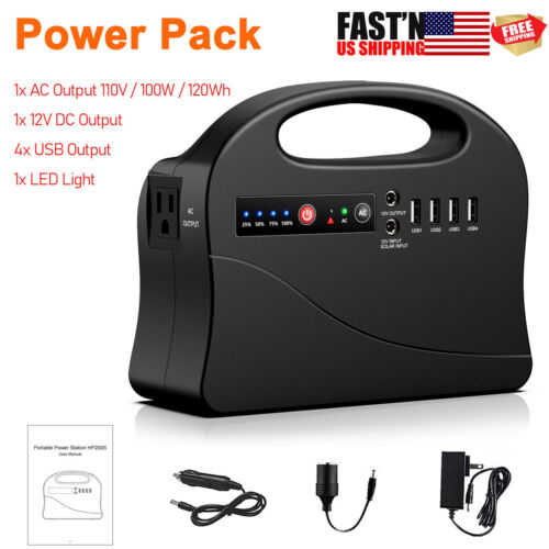 100W New Portable Power Station Camping Battery Bank Laptop Phone Charger Backup - Afbeelding 1 van 17