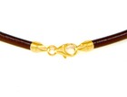 3mm Brown Leather Cord Necklace Choker 14K Gold Filled Clasp 14"-36" LCR0300BRNG