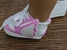 Footwear, Sneakers, Mid-Top, Flyer Design, White ~❤️ Violet Trim, 18" Dolls