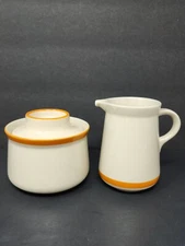 Stonecrest Stoneware Orange Cream Pitcher & Sugar Bowl with Lid Korea