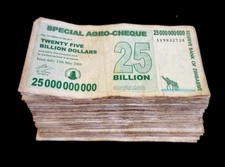 250 pcs x Zimbabwe 25 Billion dollar agro cheque banknotes- 2008 issue