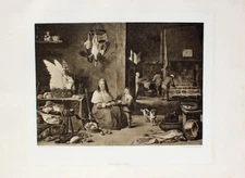 D. Teniers Kitchen Cooking Cook Maid Pheasant Turkey Swan Game Roast Poultry