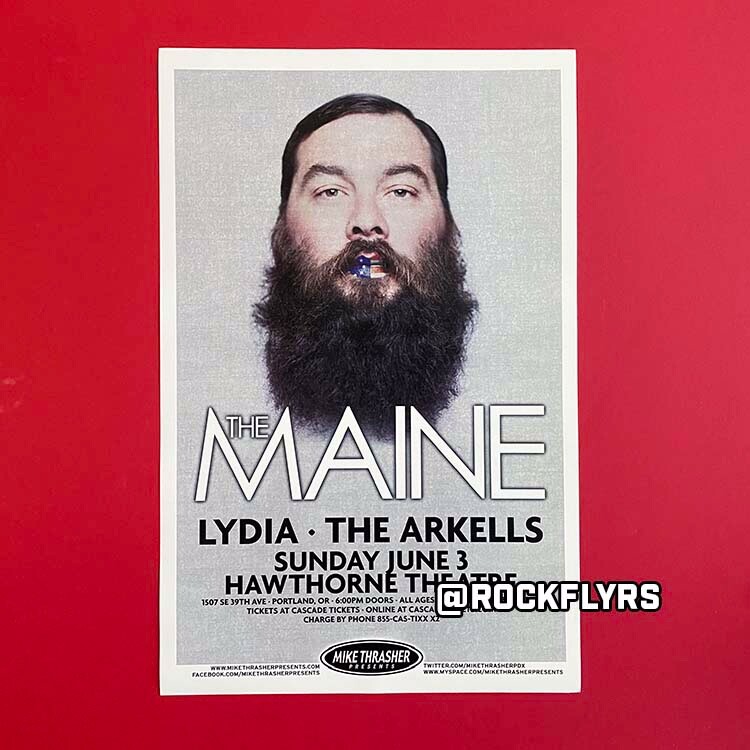 THE MAINE 2012 Concert Promo 11x17 Street Poster. Portland Oregon.