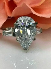 4.25Ct Pear Shape Lab-Created Diamond Engagement Wedding Ring In 14K White Gold