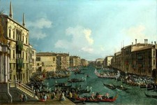 Canaletto: A Regatta on the Grand Canal Fine Art Giclee Canvas Print