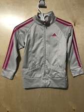 girls adidas embroidered jacket grey pink 6X
