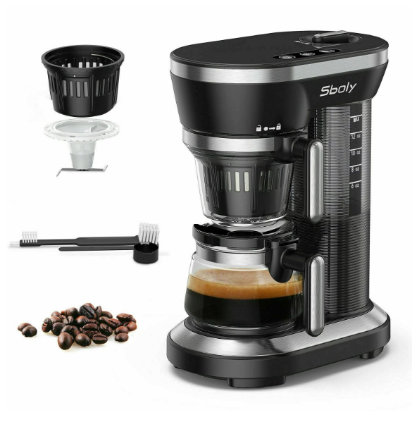 Sboly Automatic Coffee Maker w/ Coffee Grinder Fast Brew Coffee