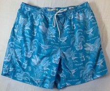 PACSUN Pacific Sun mens swim trunks size L  light blue, potted plant design