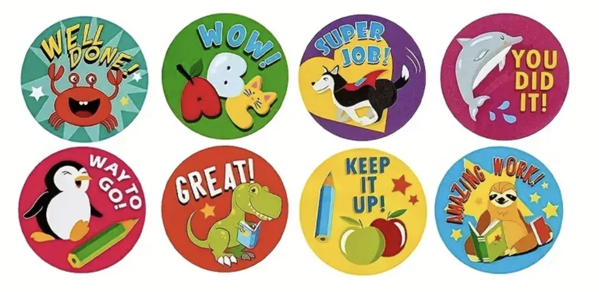Positive Reward Teacher Merit Stickers 2.5cm 50/100pc Classroom Award Kids Party