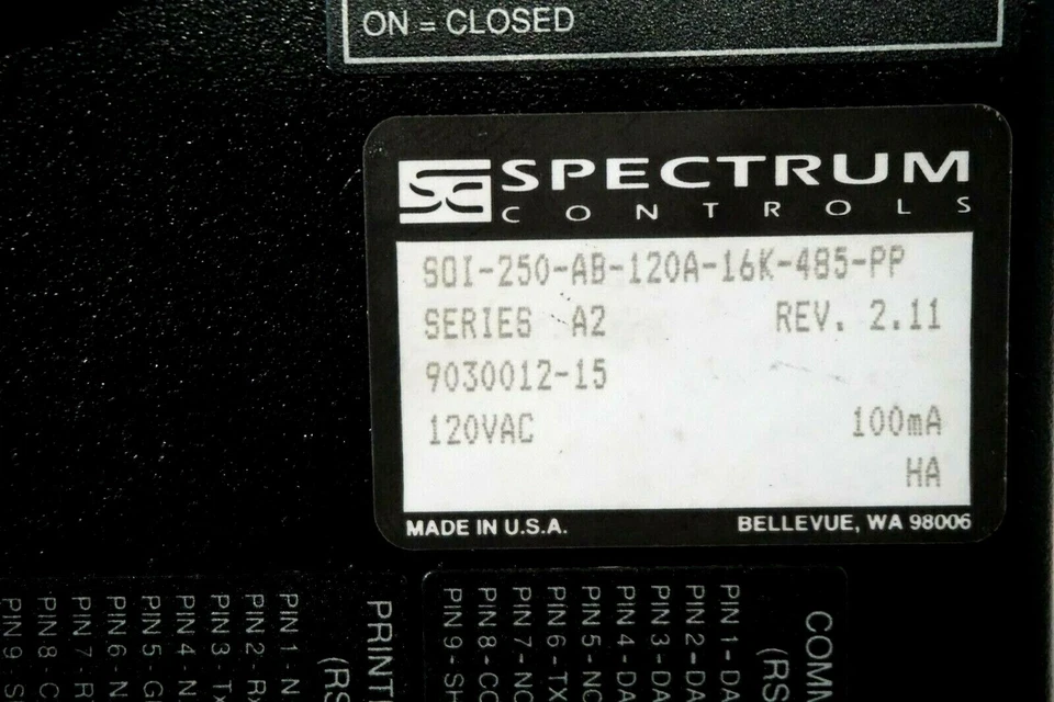 NEW SPECTRUM CONTROLS S0I-250-AB-120A-16K-485-PP INTERFACE SOI-250-AB-120A-16K - Image 4 of 4