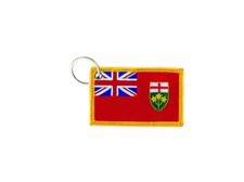 Keychain keyring embroidered embroidery patch double sided flag ontario canada