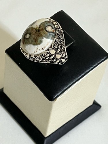 Men 925 Silver Ring with Authentic Yemeni Aqeeq - Handmade Elegance عقيق سليماني - Picture 2 of 13