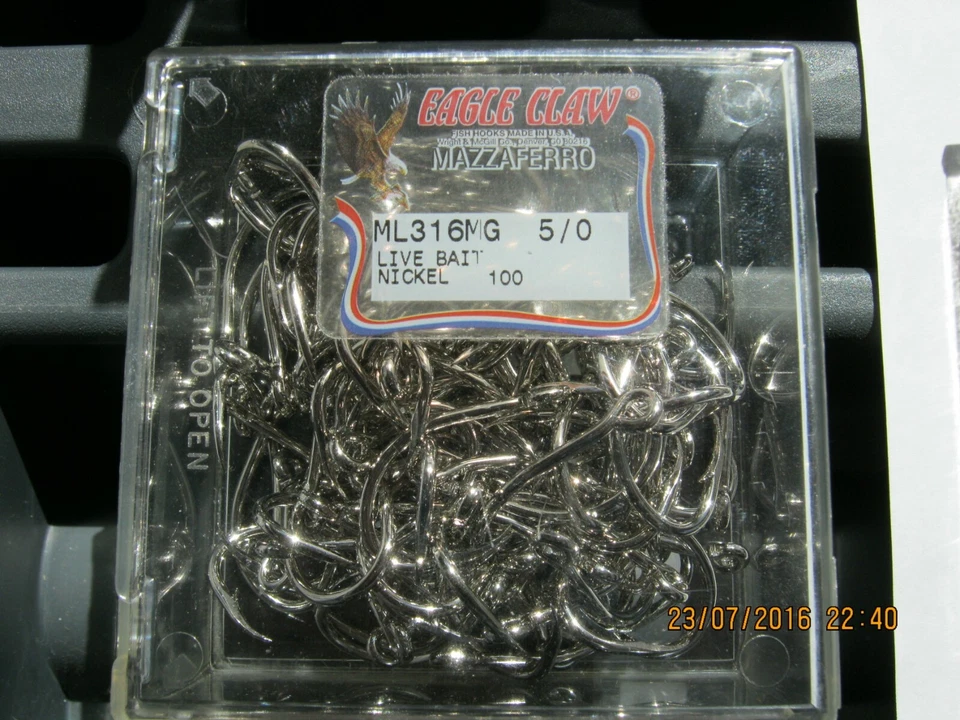 200 Eagle Claw Nickel Live Bait Hooks 5/0 ML316MG  ...FREE FAST SHIP - Image 3 of 4