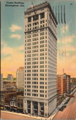 COMER BUILDING Birmingham, Alabama AL linen Postcard