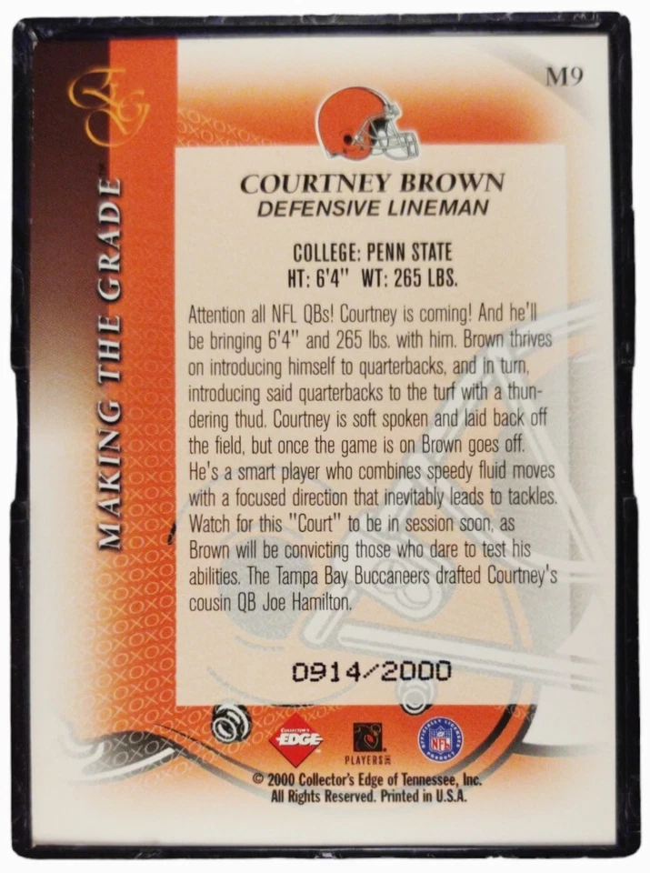 2000 Collector's Edge EG Making the Grade Football Card #M9 Courtney Brown/2000 - Image 2 of 2