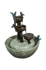 12" H Bird Bath Fountain Indoor Tabletop Water Fountain Home Decor Ornament