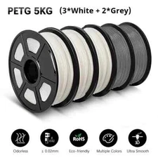 5KG PETG/ABS Filaments 5Rolls 3D Filament 1KG/roll 1.75mm 100% Filament