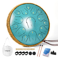 Steel Tongue Drum - 14 Inch 15 Notes Tongue Drum C Majoy Malachite Green