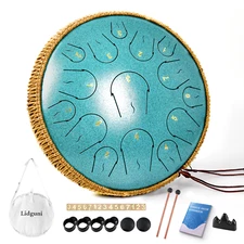 Steel Tongue Drum - 14 Inch 15 Notes Tongue Drum C Majoy Malachite Green