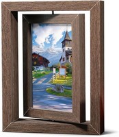 Fotorahmen, Bilderrahmen 10X15 Cm Holz Fotorahmen 2 Fotos Drehbar