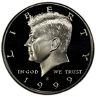 1999 Silver Proof Kennedy Half Dollar 90% Silver 0.361oz Deep Cameo Gem Proof BU