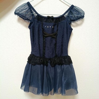 Chacott Ballet Leotard Navy Lace Chiffon Skirt Size 110