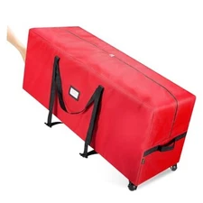  Rolling Christmas Tree Storage Bag, 2 Swivel Wheels for Easy 7.5 ft Red