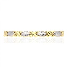 14K Two-Tone Gold Diamond-Cut Hugs  Kisses XO Bracelet Hollow 7"