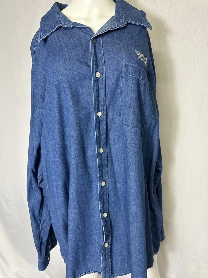 Camisa vaquera vintage con botones Samuel Adams equipo deportivo para hombre talla XL azul Foto 2 de 4