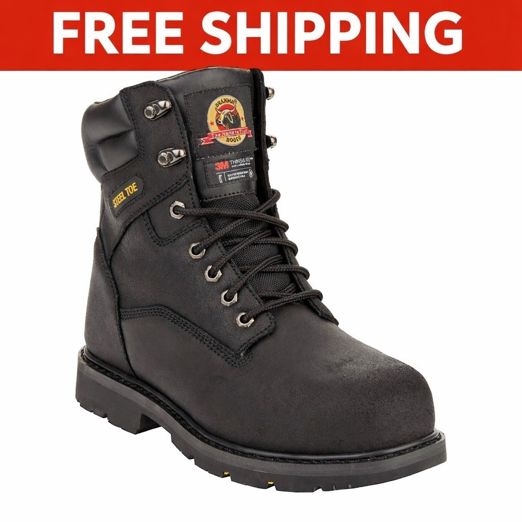 BRAHMA - SIZE: 9 WIDE - Black Leather Iron Tough II 8 display picture 2