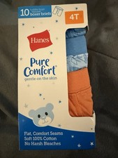 Hanes Boxer Briefs 10-Pack Toddler Boys Pure Comfort Cotton Soft 4T Tagless