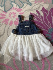 Oshkosh B'Gosh Denim Overall Dress With Tulle Skirt Toddler 2T