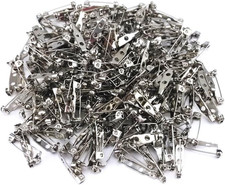 200Pcs Metal Double Hole Craft Pin Back Clasp Brooch Safety Pins Bar Pins Findin