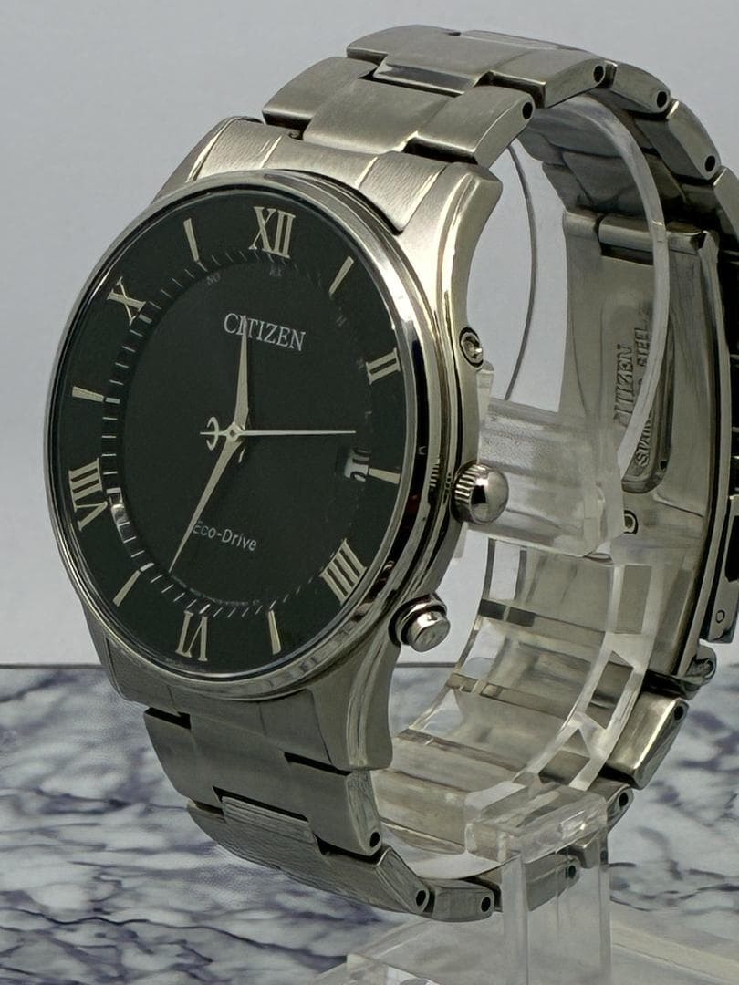 Citizen Eco Drive Radio Controlled Watch H415 S112907 Black Dial Stainless