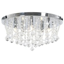 Image of WALPLUS Silver Ceiling Lamp Crystal Beads Round Light Fixture 4x G9 Bulbs