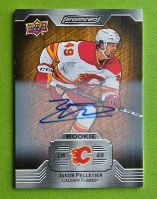 2023-24 Upper Deck Engrained Jakob Pelletier Auto #144 Calgary Flames