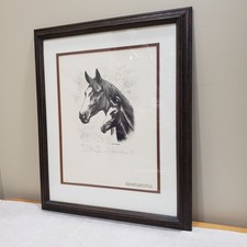 Vintage Horse Mare Foal Print Framed Pen & In...
