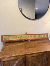 35  Carved Wood Home Sweet Wall Sign Red Green Rustic Farm Country Decor Heart