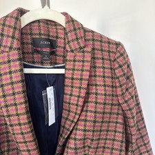 NWT 228 J.Crew Parke Jacket Blazer Regent Pink Houndstooth Moon Tweed 4 Wool