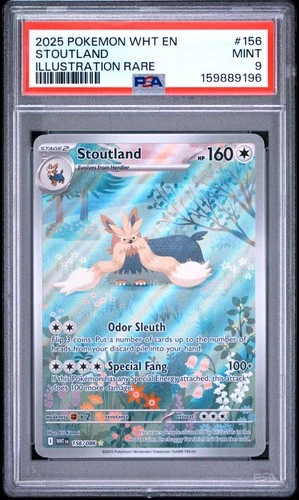2025 POKEMON WHT EN-WHITE FLARE ILLUSTRATION RARE #156 STOUTLAND PSA 9