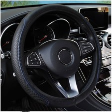 15 Pu Leather Car Steering Wheel Cover Good Grip Black Leather Red Stitch Decor