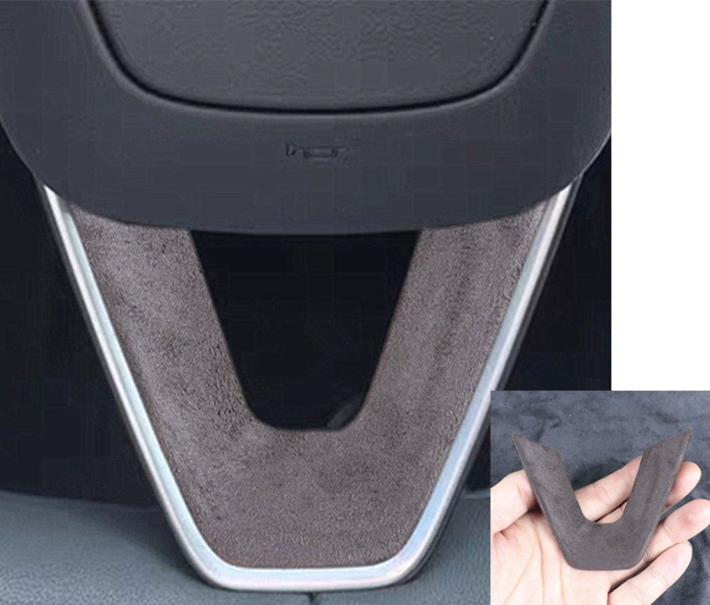 For Tesla Model Y 2026-2027 Coffee Suede Steering Wheel Trim Cover Decoration