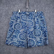VINTAGE Polo Ralph Lauren Shorts Mens 38 Blue Floral Medallion AOP Pleated USA