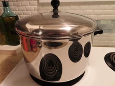 FARBERWARE 8 Qt Stock Pot & Lid Aluminum Clad Stainless Steel + Bottom Insert