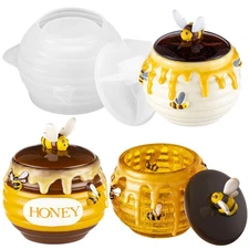 LET'S Resin Honey Jar Silicone Mold With Lid and Bee, Large, Bee 