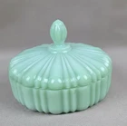 VTG Anchor Hocking Fire King Jadeite Glass Covered Candy Dish *Read Condition
