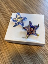 Two Blown Art Glass Starfish Pendants Millefiori No Chain
